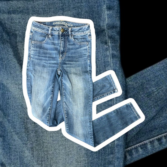 American Eagle Outfitters Womens Sz 0 Stretch Distressed High Rise Jegging Jeans - Picture 10 of 14